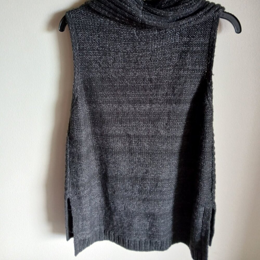 Elle Womens Cowl Neck Sleeveless Vest Cable Knit Sweater Gray  Medium Women's - Picture 3 of 5